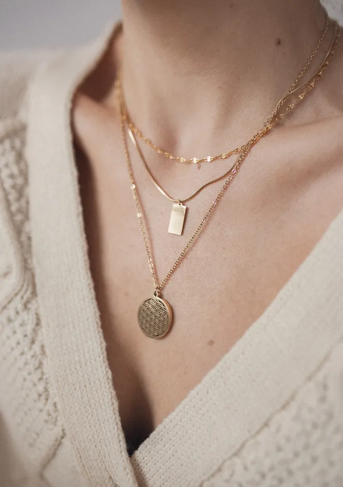 Rectangle Pendant Necklace Gold Hey Happiness Necklaces