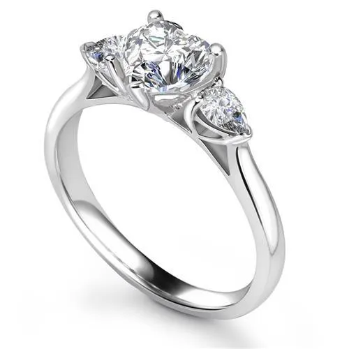 Rings 3 Stone Heart Engagement Ring Natural Earth Mined Diamond GB