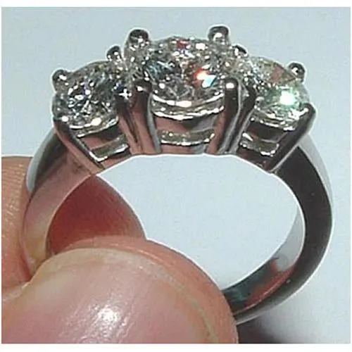 Rings 4 Carat Natural Earth Mined Diamond 3 Stone Past Present Future Engagement Ring Jewelry GB Rings 4 Carat Natural Earth Mined Diamond 3 Stone Past Present Future Engagement Ring Jewelry GB