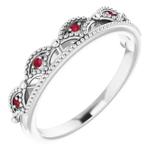 Rings Comfort Fit Ruby Ring Crown Like 1 Carat White Gold 14K GB