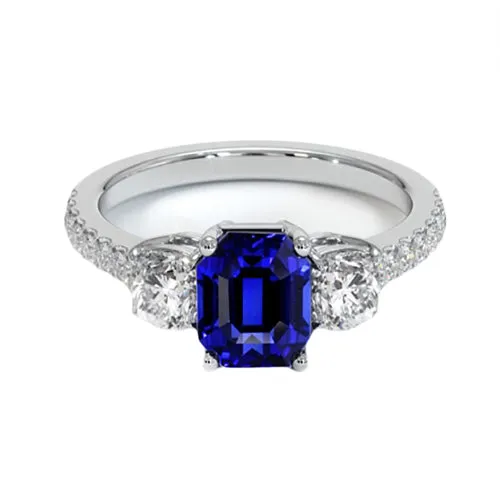Rings Emerald Blue Sapphire 3 Stone Style Ring With Accents 7 Ct Gold 14K HarryChadEntcom Rings Emerald Blue Sapphire 3 Stone Style Ring With Accents 7 Ct Gold 14K HarryChadEntcom