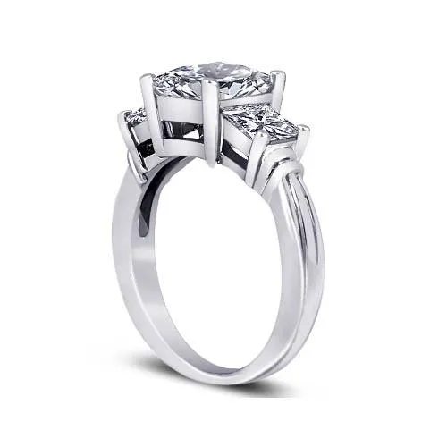 Rings GB 251 Carat Princess Natural Earth Mined Diamonds Engagement Ring 3 Stone Gold Jewelry