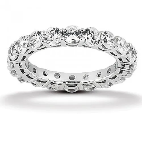 Rings GB 3 Carats Round Natural Earth Mined Diamond Eternity Wedding Band White Gold 14K New Rings GB 3 Carats Round Natural Earth Mined Diamond Eternity Wedding Band White Gold 14K New