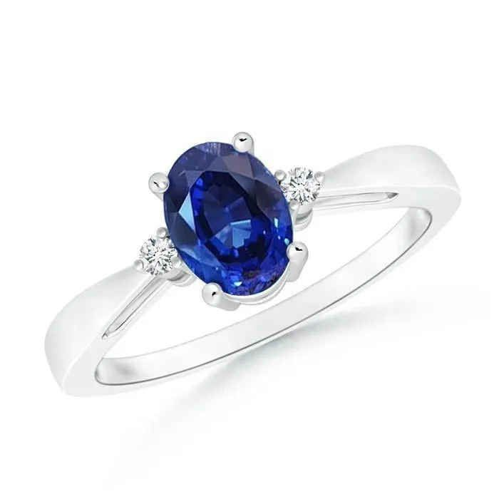 Rings GB 3 Stone Sri Lanka Blue Sapphire Natural Earth Mined Diamond Ring 320 Carats New Rings GB 3 Stone Sri Lanka Blue Sapphire Natural Earth Mined Diamond Ring 320 Carats New