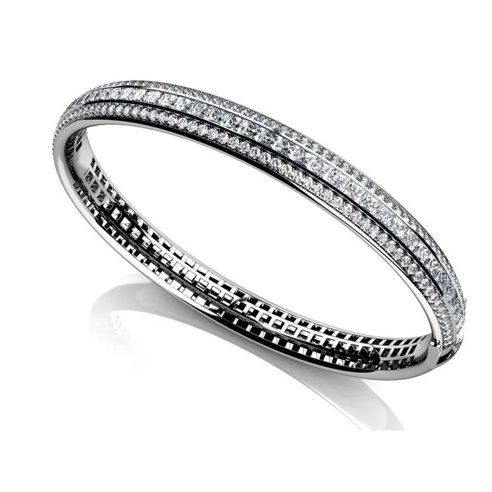 Rings GB 650 Carats Princess And Round Cut Natural Earth Mined Diamond Bangle White Gold 14K Rings GB 650 Carats Princess And Round Cut Natural Earth Mined Diamond Bangle White Gold 14K