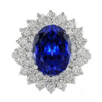 Rings GB Blue Sapphire Gold 14K Natural Earth Mined Diamond Ring