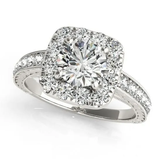 Rings GB Halo Round Natural Earth Mined Diamond Engagement Ring Antique Style 175 Carat WG 14K Rings GB Halo Round Natural Earth Mined Diamond Engagement Ring Antique Style 175 Carat WG 14K