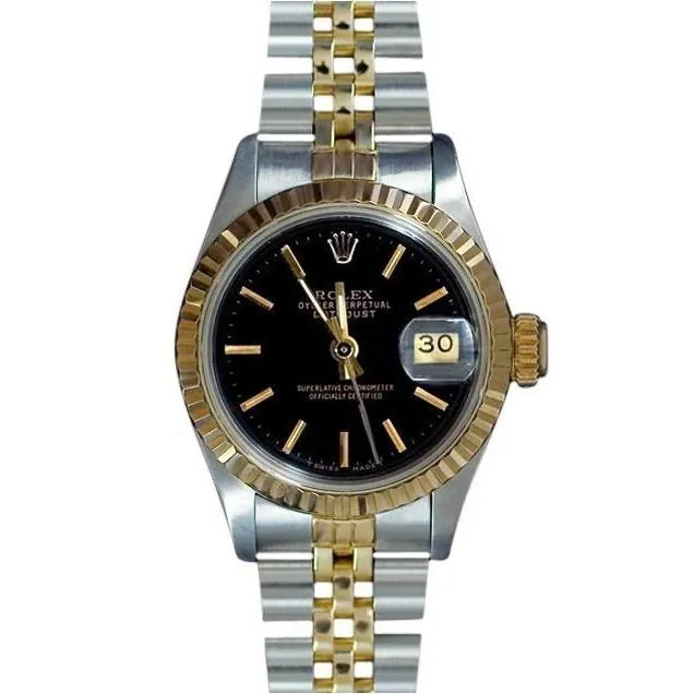 Rings GB Ladies Datejust Rolex Watch Two Tone Stick Dial Women