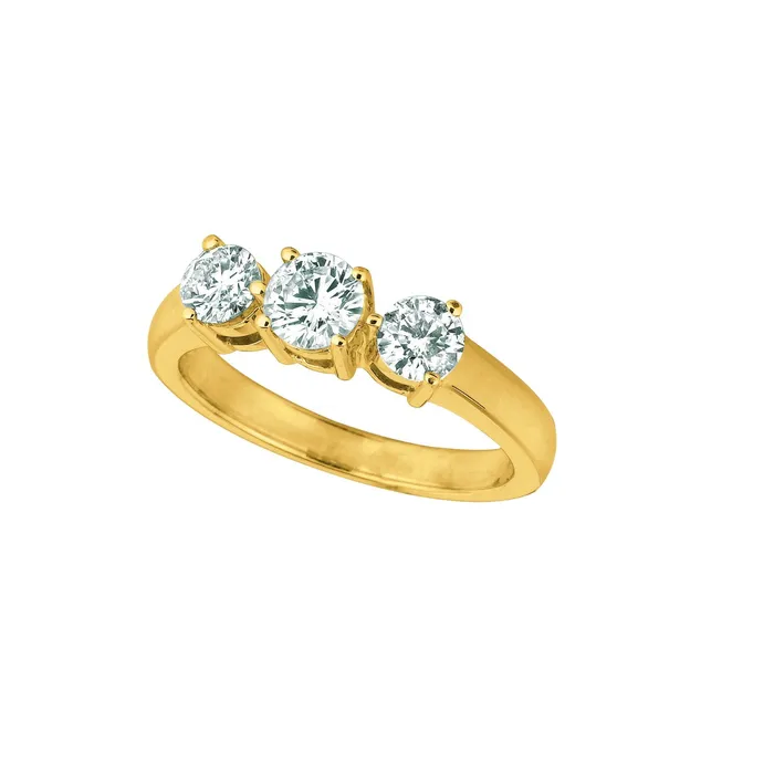 Rings GB Natural Earth Mined Diamond 3 Stones Ring 1 Carat 14K Yellow Gold Jewelry New Rings GB Natural Earth Mined Diamond 3 Stones Ring 1 Carat 14K Yellow Gold Jewelry New