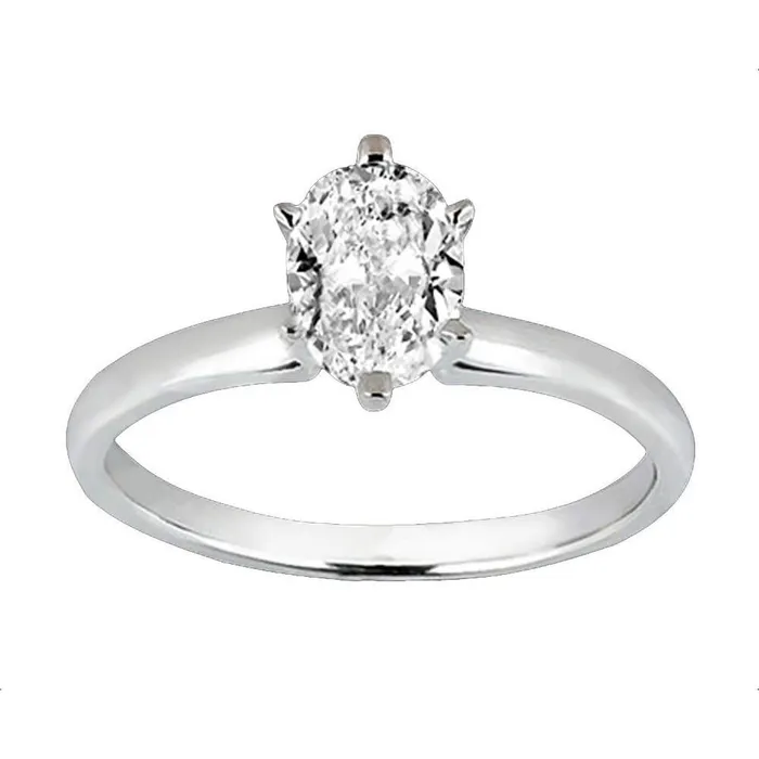 Rings GB Oval Cut Natural Earth Mined Diamond Solitaire Ladies Ring 101 Carat White Gold 14K Rings GB Oval Cut Natural Earth Mined Diamond Solitaire Ladies Ring 101 Carat White Gold 14K