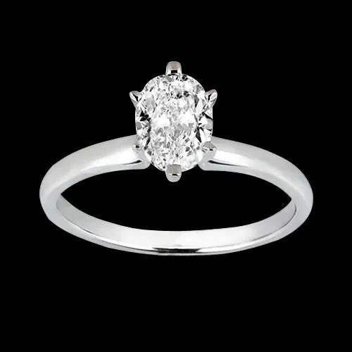 Rings GB Oval Cut Natural Earth Mined Diamond Solitaire Ladies Ring 101 Carat White Gold 14K