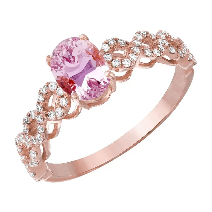 Rings GB Oval Kunzite 1475 Carats Natural Earth Mined Diamonds Fancy Ring New Rose Gold 14K Rings GB Oval Kunzite 1475 Carats Natural Earth Mined Diamonds Fancy Ring New Rose Gold 14K
