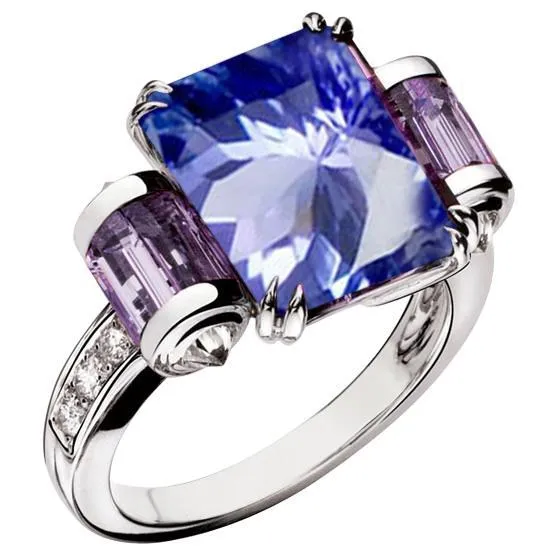 Rings GB Sri Lankan Sapphire Amethyst And Natural Earth Mined Diamonds 8 Carat Ring 14K Jewelry Rings GB Sri Lankan Sapphire Amethyst And Natural Earth Mined Diamonds 8 Carat Ring 14K Jewelry