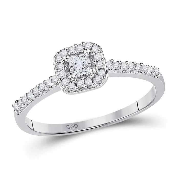 Rings GND GND 10kt White Gold Princess Diamond Solitaire Bridal Wedding Ring 14 Cttw Rings GND GND 10kt White Gold Princess Diamond Solitaire Bridal Wedding Ring 14 Cttw