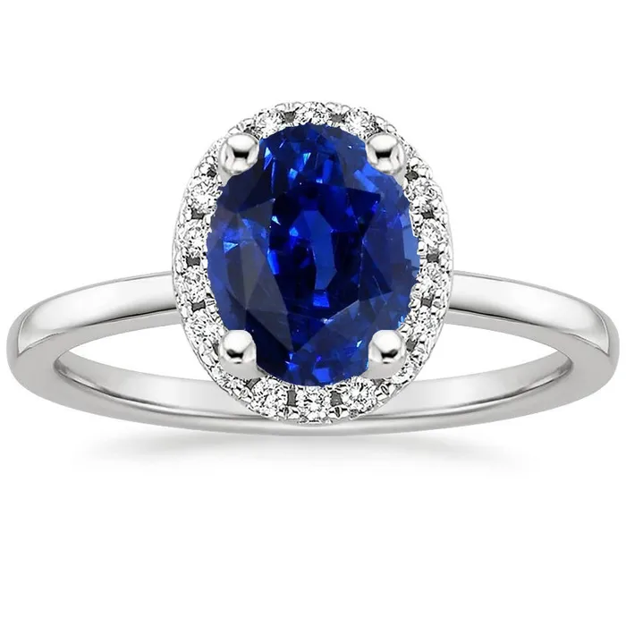 Rings Halo Sri Lankan Sapphire Wedding Ring 350 Carats White Gold HarryChadEntcom