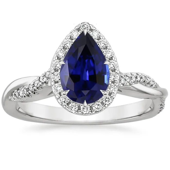 Rings HarryChadEntcom Blue Sapphire Halo Natural Earth Mined Diamond Ring Prongs Pear Cut Stone 725 Carats Gold Rings HarryChadEntcom Blue Sapphire Halo Natural Earth Mined Diamond Ring Prongs Pear Cut Stone 725 Carats Gold
