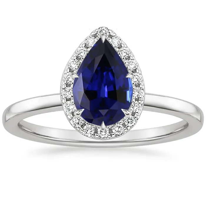 Rings HarryChadEntcom Classic Halo Natural Earth Mined Diamond Ring Pear Sapphire Center Gold 14K 675 Carats Rings HarryChadEntcom Classic Halo Natural Earth Mined Diamond Ring Pear Sapphire Center Gold 14K 675 Carats