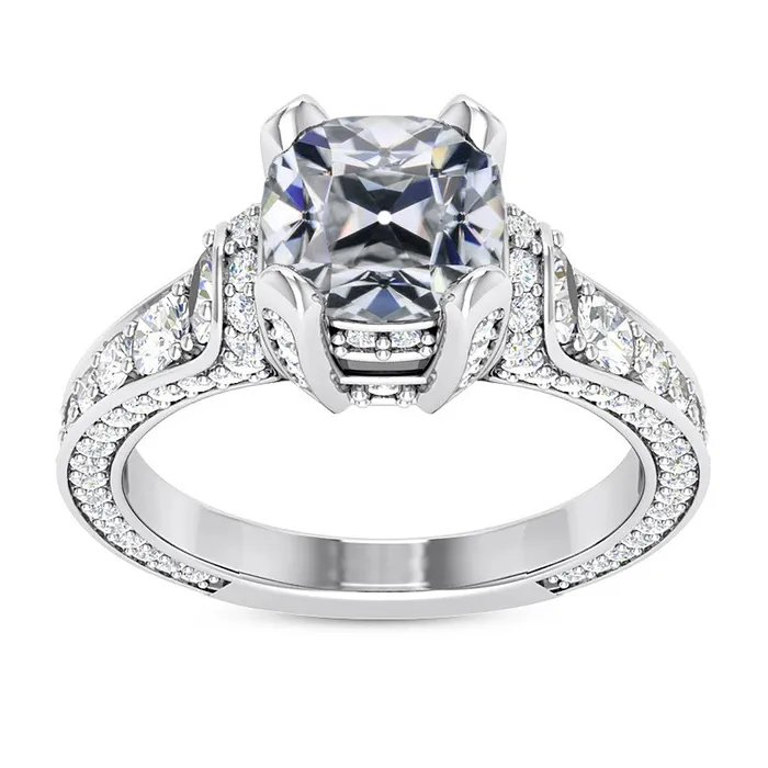 Rings HarryChadEntcom Cushion Old Cut Real Natural Earth Mined Diamond Engagement Ring 14K White Gold 950 Carats Rings HarryChadEntcom Cushion Old Cut Real Natural Earth Mined Diamond Engagement Ring 14K White Gold 950 Carats