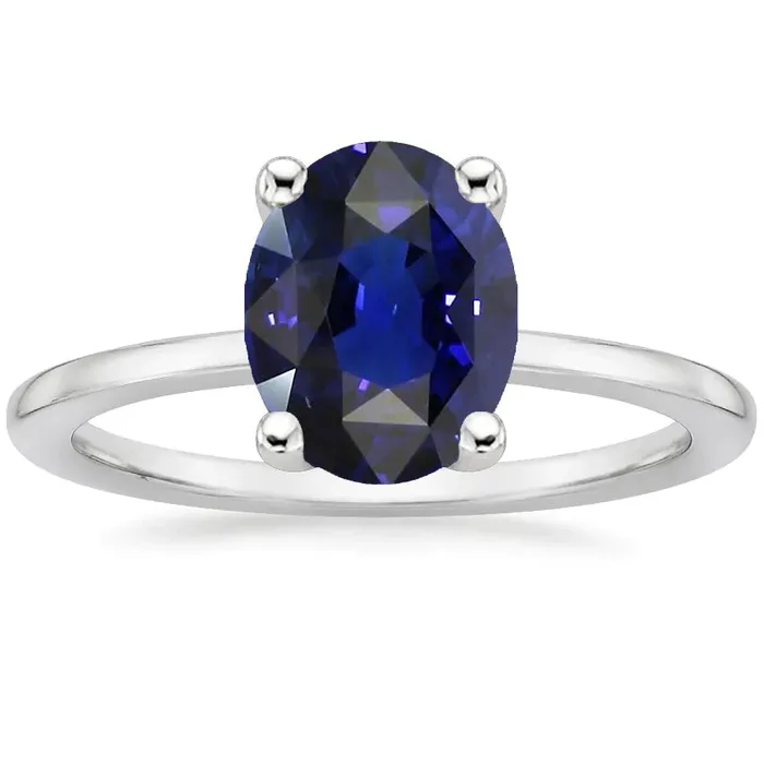 Rings HarryChadEntcom Dark Blue Sapphire Oval Engagement Ring