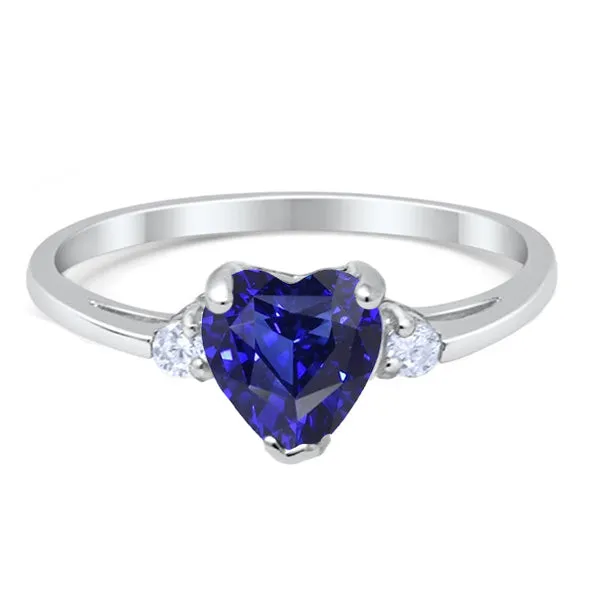 Rings HarryChadEntcom Gold Three Stone Wedding Ring Heart Deep Blue Sapphire 2 Carats Rings HarryChadEntcom Gold Three Stone Wedding Ring Heart Deep Blue Sapphire 2 Carats