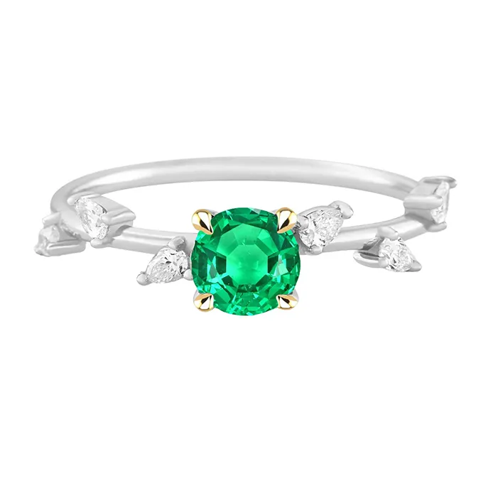Rings HarryChadEntcom Pear Diamond Green Emerald Ring Women Jewelry