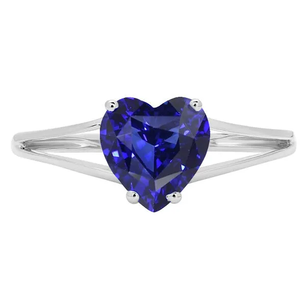Rings HarryChadEntcom Solitaire Heart Cut Ring Sri Lankan Sapphire Split Shank 250 Carats Rings HarryChadEntcom Solitaire Heart Cut Ring Sri Lankan Sapphire Split Shank 250 Carats