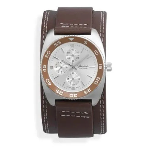 Rings MMA MMA 6585 Brown Band with Round Face MenS Fashion Watch
