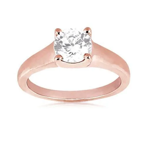 Rings Round Natural Earth Mined Diamond 151 Carats Rose Gold 14K Solitaire Ring New GB Rings Round Natural Earth Mined Diamond 151 Carats Rose Gold 14K Solitaire Ring New GB