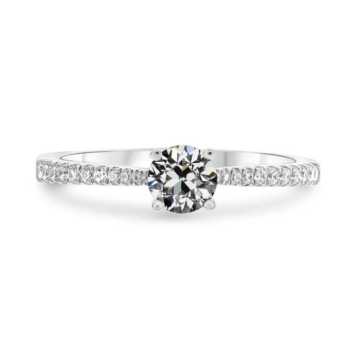 Rings Solitaire Ring With Accents Round Old Mine Cut Natural Earth Mined Diamond 4 Carats GB Rings Solitaire Ring With Accents Round Old Mine Cut Natural Earth Mined Diamond 4 Carats GB