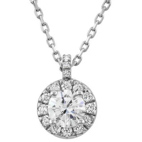 Round Natural Earth Mined Diamond Halo Necklace Pendant With Chain 160 Carat WG 14K GB Necklaces Round Natural Earth Mined Diamond Halo Necklace Pendant With Chain 160 Carat WG 14K GB Necklaces