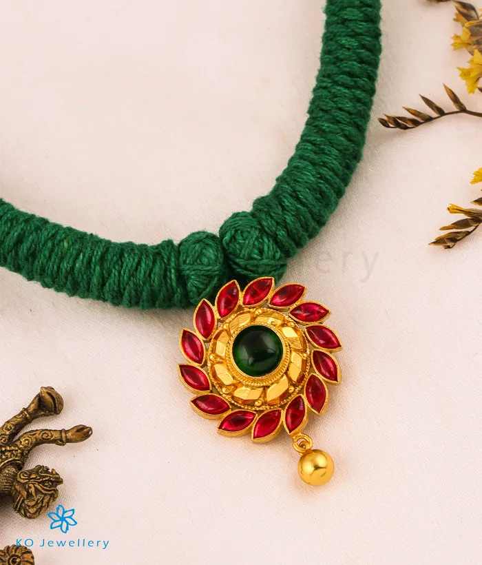 Silversmith Necklaces The Aamod Silver Kempu Necklace Green