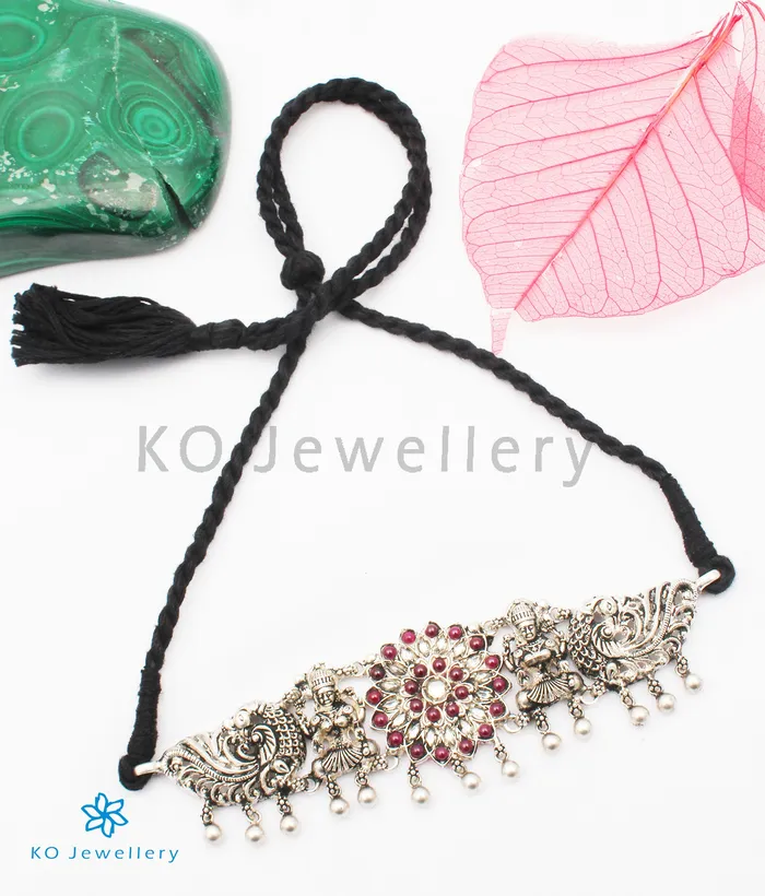 Silversmith The Dhanya Silver Lakshmi Choker Necklace Vanki Oxidised Necklaces