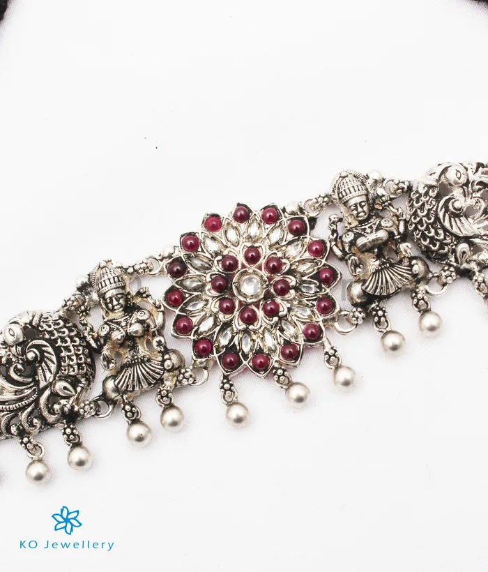 Silversmith The Dhanya Silver Lakshmi Choker Necklace Vanki Oxidised Necklaces