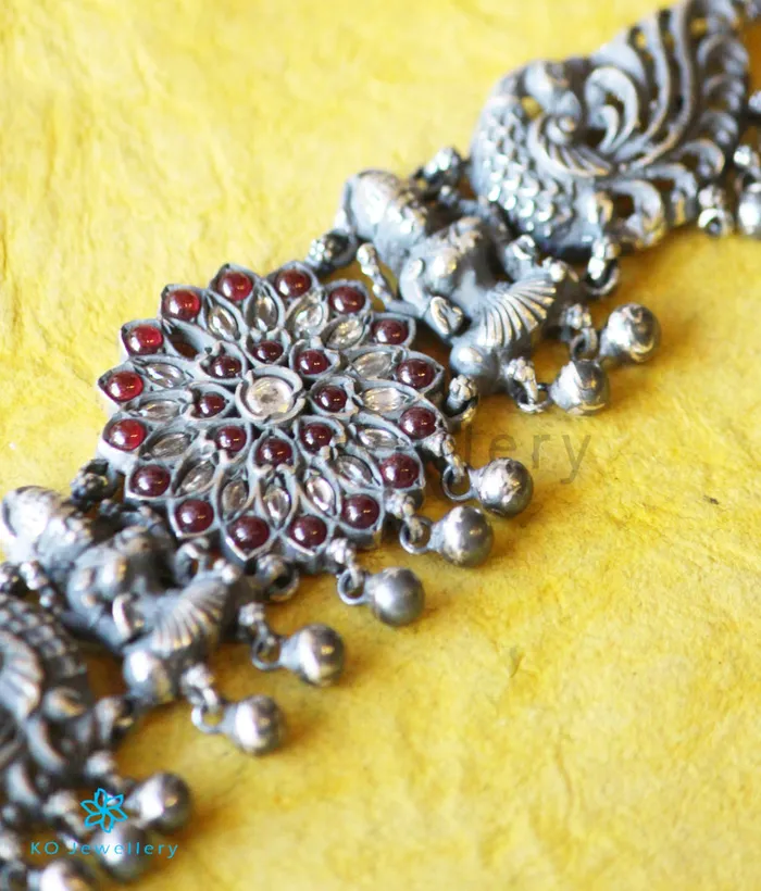 Silversmith The Dhanya Silver Lakshmi Choker Necklace Vanki Oxidised Necklaces