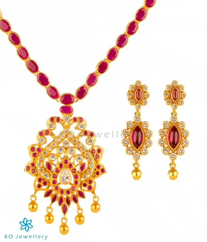 Silversmith The Kavya Silver Kempu Necklace Necklaces