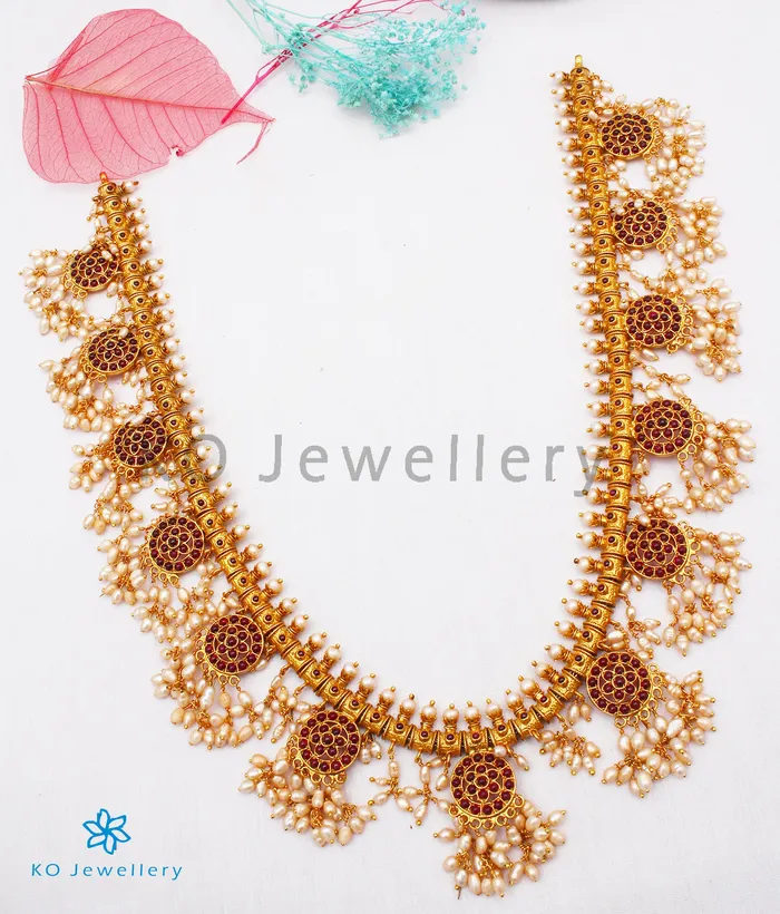 Silversmith The Vrta Silver Guttapusalu Necklace RedLong Necklaces
