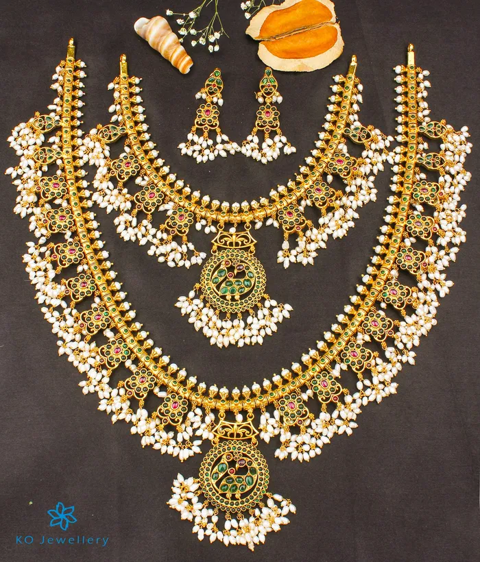 The Aarushi Silver Guttapusalu Necklace Set Of 2 Silversmith Necklaces