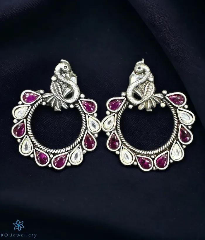 The Ekani Silver Earstuds Oxidised Kolhapur Earrings