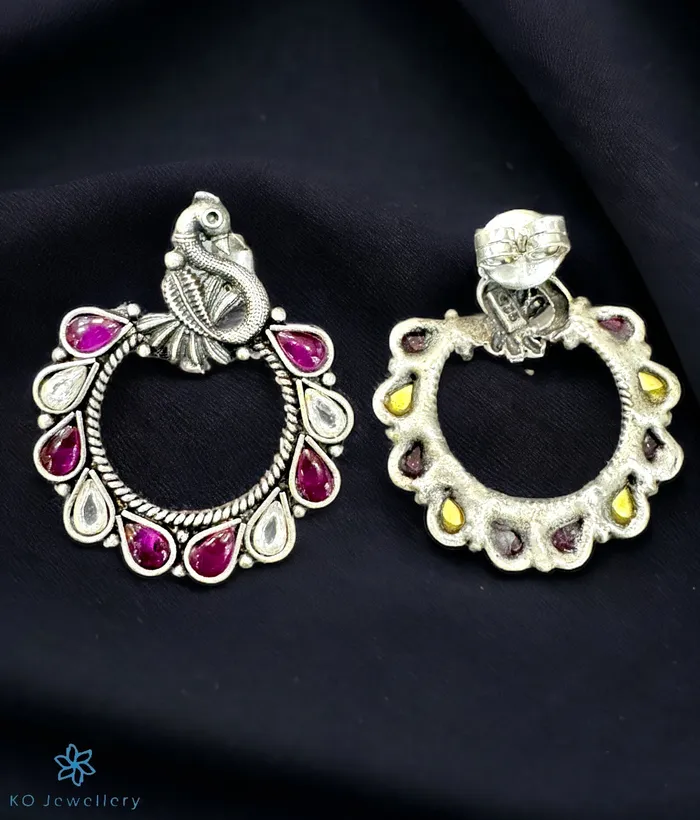 The Ekani Silver Earstuds Oxidised Kolhapur Earrings The Ekani Silver Earstuds Oxidised Kolhapur Earrings