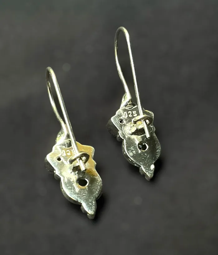 The Menaka Silver Gemstone Earrings RedGreen Gemstone Earrings