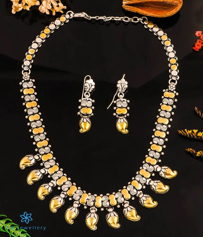 The Shravanti Silver Antique Paisley Necklace Earrings 2 tone Jaipur Earrings The Shravanti Silver Antique Paisley Necklace Earrings 2 tone Jaipur Earrings