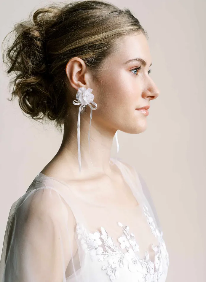 twigs honey Earrings Modern peony and drop crystal earrings Style 2530
