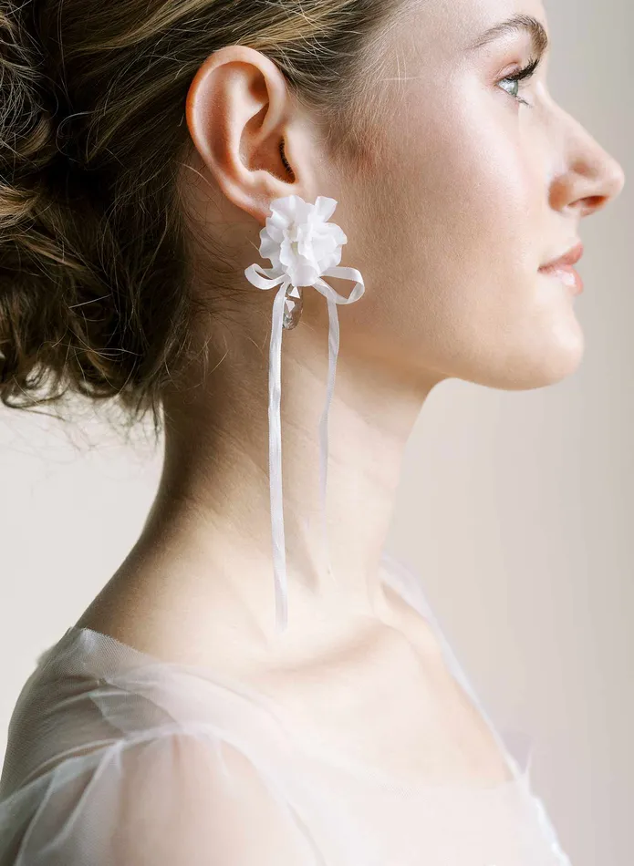 twigs honey Earrings Modern peony and drop crystal earrings Style 2530