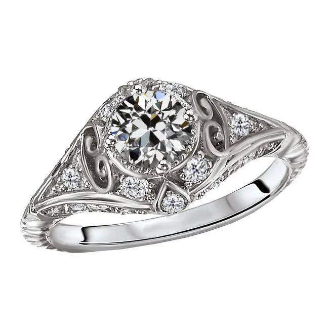 Vintage Style Old European Mined Diamond Ring 3 Carats White Gold 14K HarryChadEntcom Rings Vintage Style Old European Mined Diamond Ring 3 Carats White Gold 14K HarryChadEntcom Rings