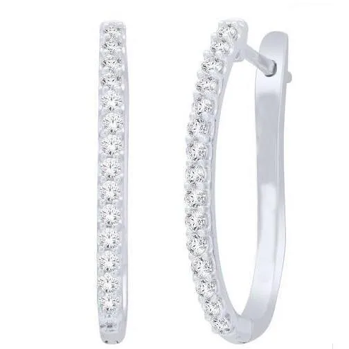 White Gold 14K Small Round Cut 250 Carats Real Natural Earth Mined Diamonds Hoop Earrings New GB Earrings White Gold 14K Small Round Cut 250 Carats Real Natural Earth Mined Diamonds Hoop Earrings New GB Earrings