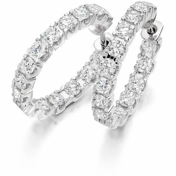 Women Hoop Earrings White Gold 14K 620 Carats Prong Set Natural Earth Mined Diamonds GB Earrings Women Hoop Earrings White Gold 14K 620 Carats Prong Set Natural Earth Mined Diamonds GB Earrings