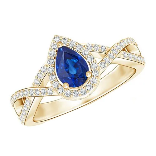 Yellow Gold Natural Earth Mined Diamond Halo Ring Center Pear Ceylon Sapphire 4 Carats 14K HarryChadEntcom Rings Yellow Gold Natural Earth Mined Diamond Halo Ring Center Pear Ceylon Sapphire 4 Carats 14K HarryChadEntcom Rings