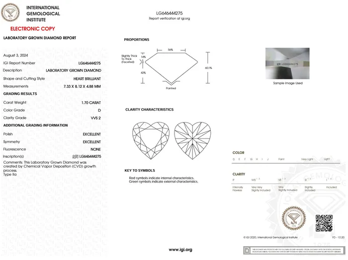 170 Carat DVVS2 Heart Lab Grown Diamond IGI 51557 Princess Bride Diamonds Necklaces 170 Carat DVVS2 Heart Lab Grown Diamond IGI 51557 Princess Bride Diamonds Necklaces