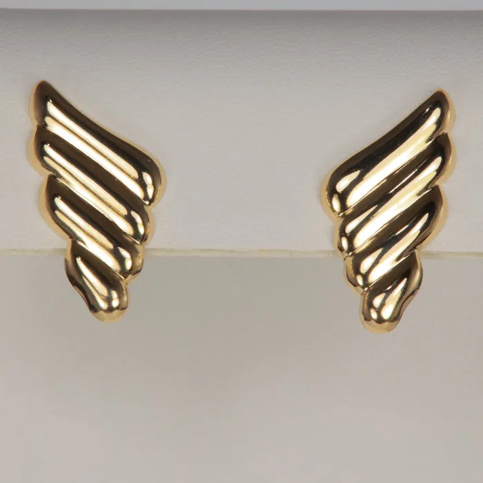 10K Yellow Gold Wing Style Earrings Moriartys Gem Art Earrings