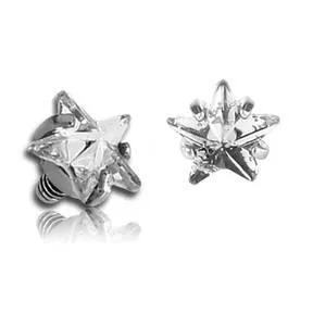 14g CZ Star Stainless End Tulsa Body Jewelry Earrings